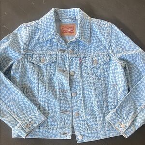 Levi's Light Blue Geometric Denim Jacket aids small Small never worn